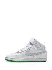 Nike White/Light Blue Junior Court Borough Mid Trainers - Image 4 of 10