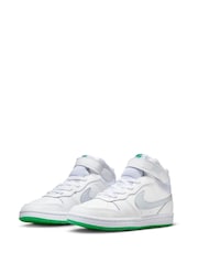 Nike White/Light Blue Junior Court Borough Mid Trainers - Image 5 of 10