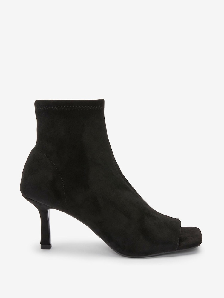 Black Forever Comfort® Peep Toe Heeled Shoe Boots - Image 2 of 5