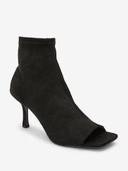Black Forever Comfort® Peep Toe Heeled Shoe Boots - Image 3 of 5