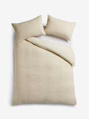 Natural Textured Quilted Cotton Rich Duvet Cover and Pillowcase Set - Image 4 of 4