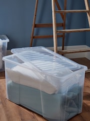 Wham Set of 2 Clear Crystal 110L Plastic Storage Box & Lid - Image 1 of 1
