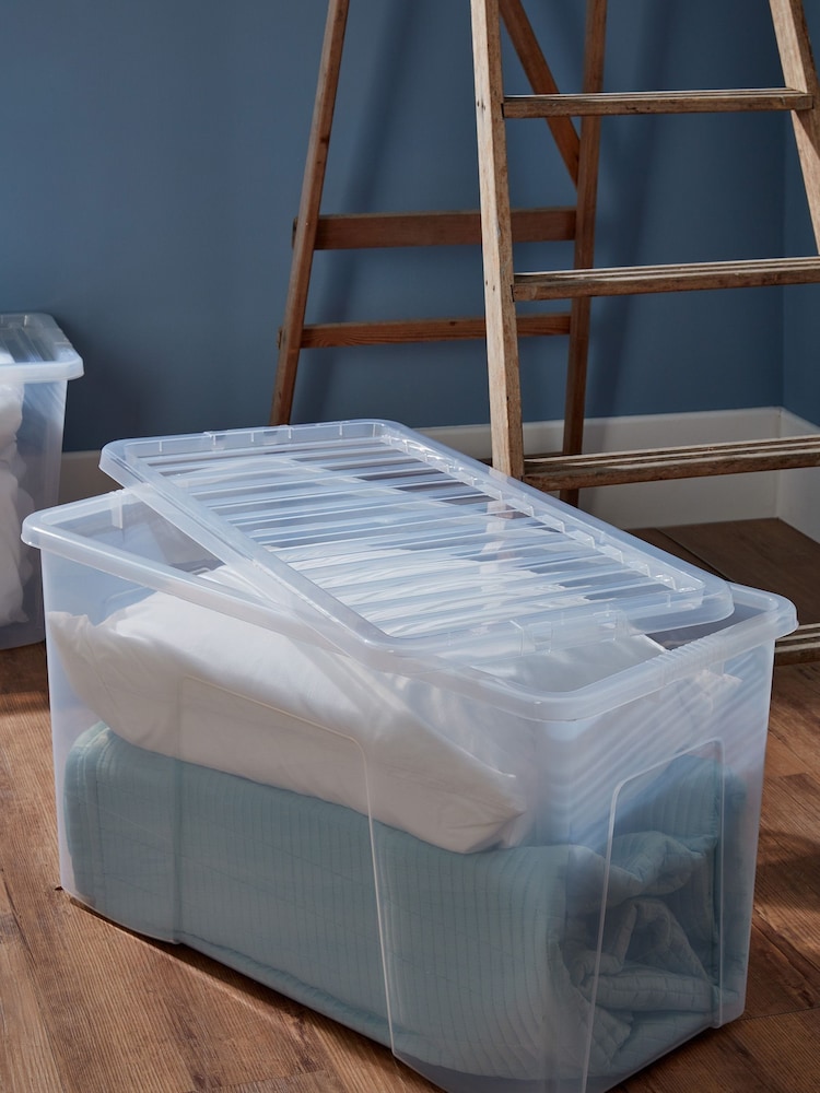 Wham Set of 2 Clear Crystal 110L Plastic Storage Box & Lid - Image 1 of 1