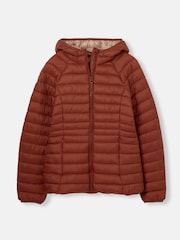 Joules Bramley Red Showerproof Packable Padded Coat - Image 1 of 3