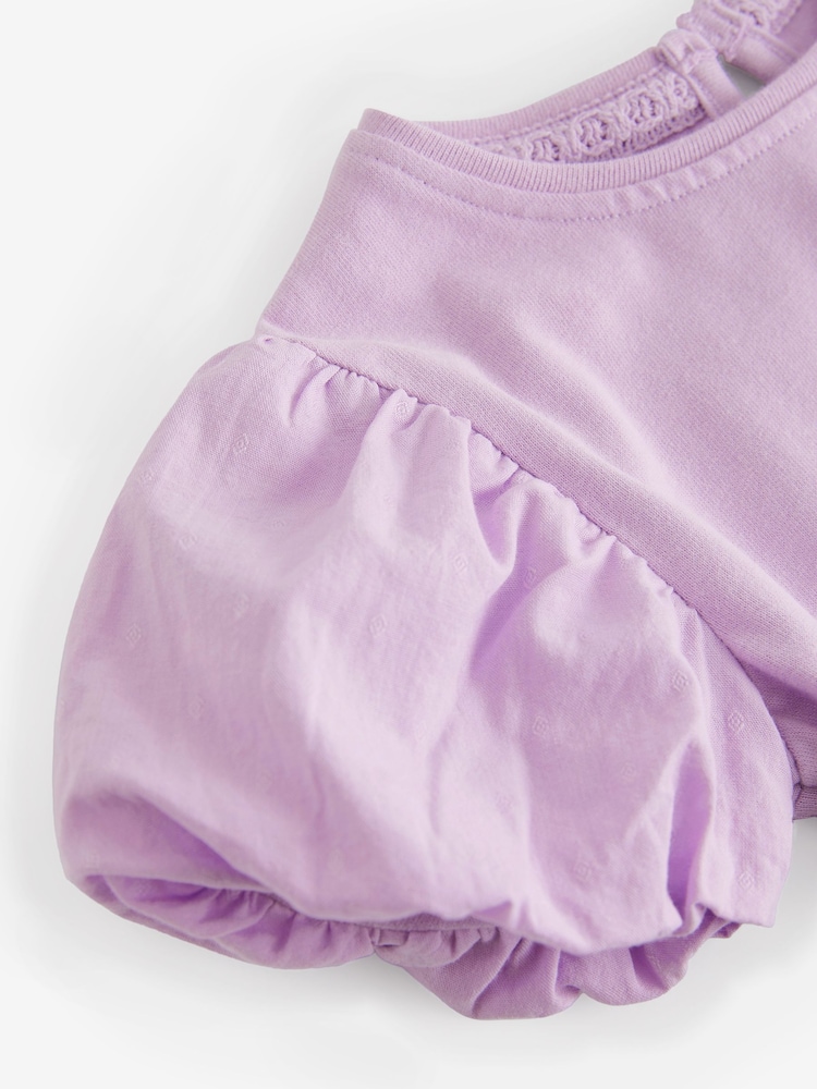 Lilac Purple Puff Short Sleeve 100% Cotton T-Shirt (3mths-7yrs) - Image 6 of 6 Lilac Purple Puff Short Sleeve 100% Cotton T-Shirt (3mths-7yrs) - Image 6 of 6
