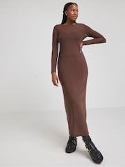 Simply Be Chocolate Brown Mesh Maxi Dress - Image 1 of 5