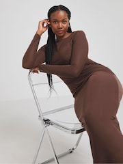 Simply Be Chocolate Brown Mesh Maxi Dress - Image 3 of 5