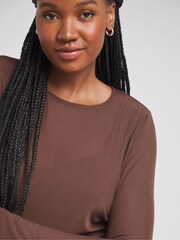 Simply Be Chocolate Brown Mesh Maxi Dress - Image 4 of 5