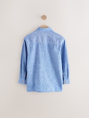 Blue Plain Long Sleeve Linen Mix Relax Fit Shirt (3-16yrs) - Image 2 of 4