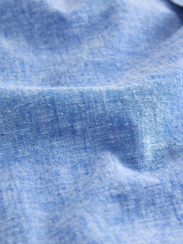 Blue Plain Long Sleeve Linen Mix Relax Fit Shirt (3-16yrs) - Image 4 of 4