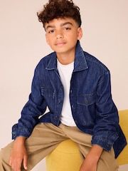 Denim Dark Blue Long Sleeve 100% Cotton Shirt (3-16yrs) - Image 1 of 4