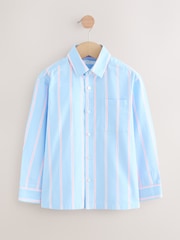 Blue/Pink Stripe 100% Cotton Long Sleeve Stripe Shirt (3-16yrs) - Image 1 of 4