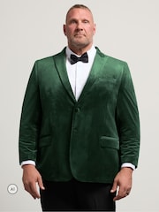 BadRhino Big & Tall Green Tailored Velvet Blazer - Image 1 of 5