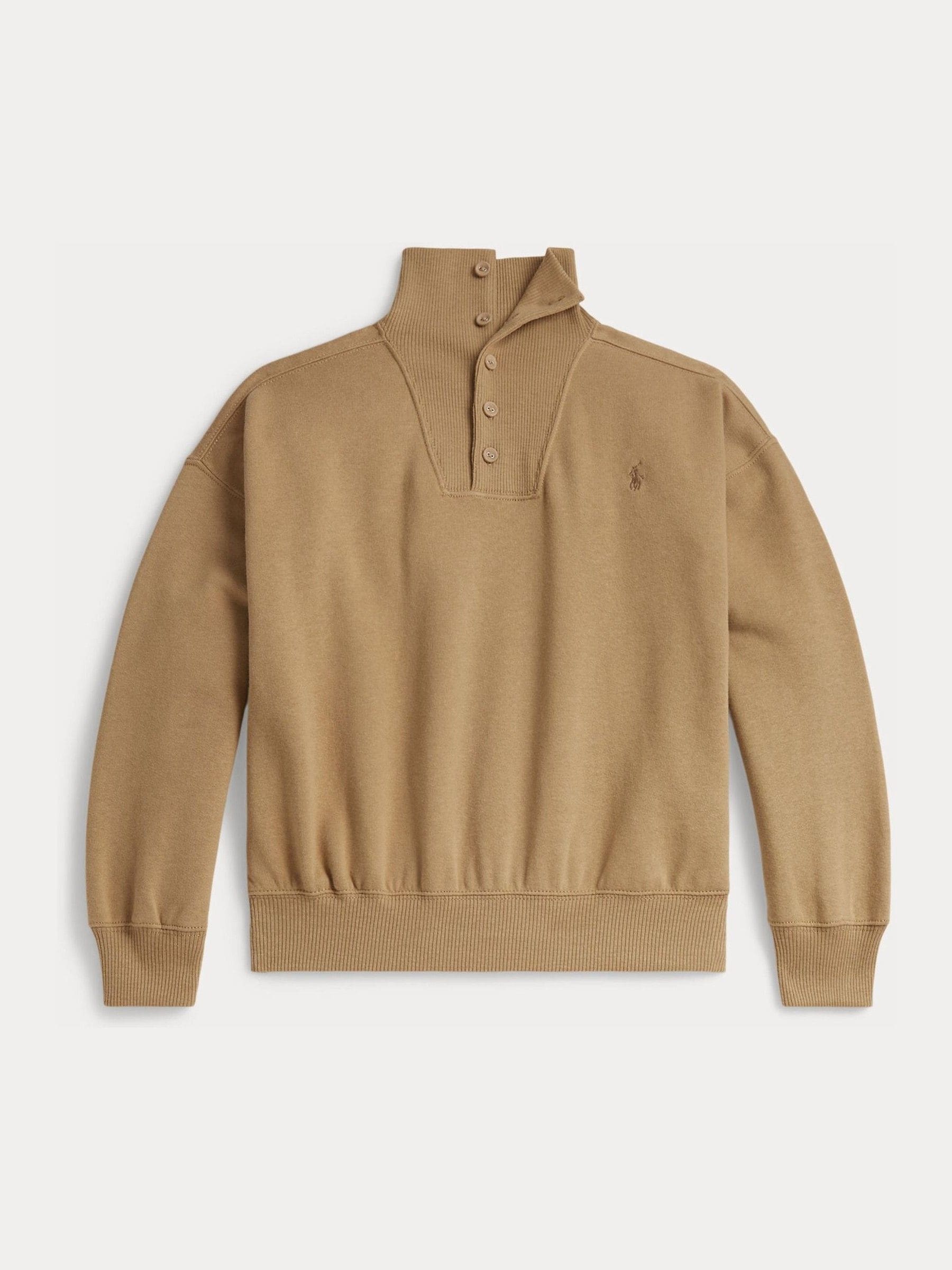Buy Polo Ralph Lauren Natural Logo Quarter Zip Jersey Sweatshirt