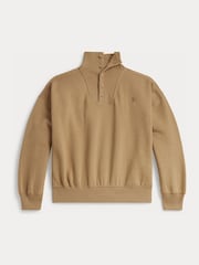 Polo Ralph Lauren Natural Logo Quarter Zip Jersey Sweatshirt - Image 1 of 3