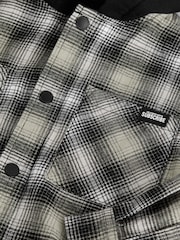 Black/White Long Sleeve Check 100% Cotton Hooded Shirt (3-16yrs) - Image 10 of 11