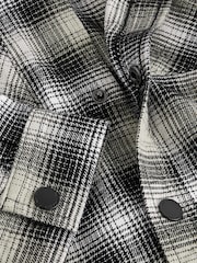 Black/White Long Sleeve Check 100% Cotton Hooded Shirt (3-16yrs) - Image 11 of 11