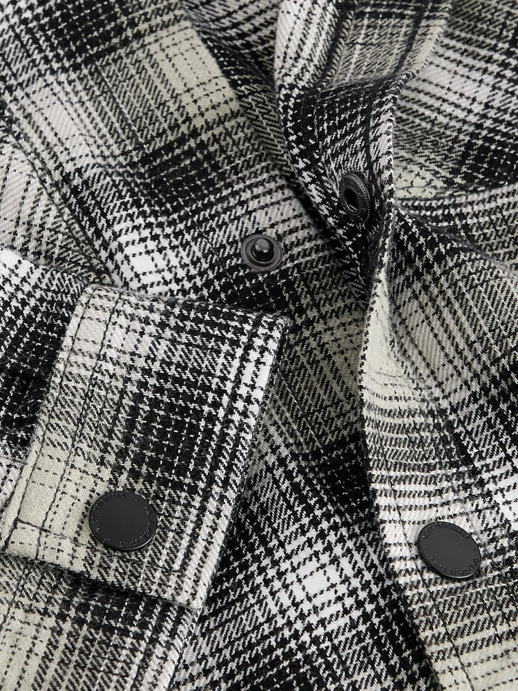 Black/White Long Sleeve Check 100% Cotton Hooded Shirt (3-16yrs) - Image 11 of 11