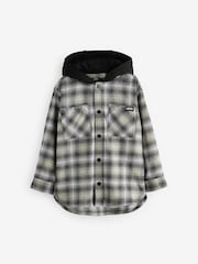 Black/White Long Sleeve Check 100% Cotton Hooded Shirt (3-16yrs) - Image 7 of 11