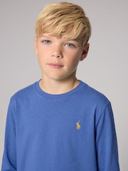 Bleu - T-shirt à manches longues en jersey Polo Ralph Lauren avec logo - Image 3 sur 8