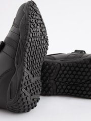 Black Wide Fit (G) School Leather Elastic Lace Shoes - Image 8 of 8