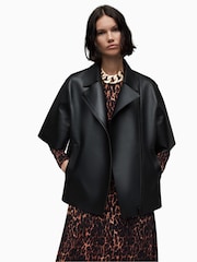 AllSaints Black Bayla Bonded Jacket - Image 1 of 7