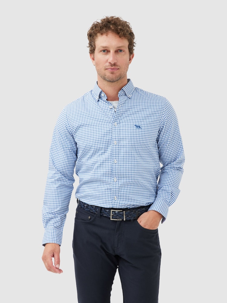 Rodd & Gunn Blue Gunn Check Oxford Slim Fit Shirt - Image 1 of 4