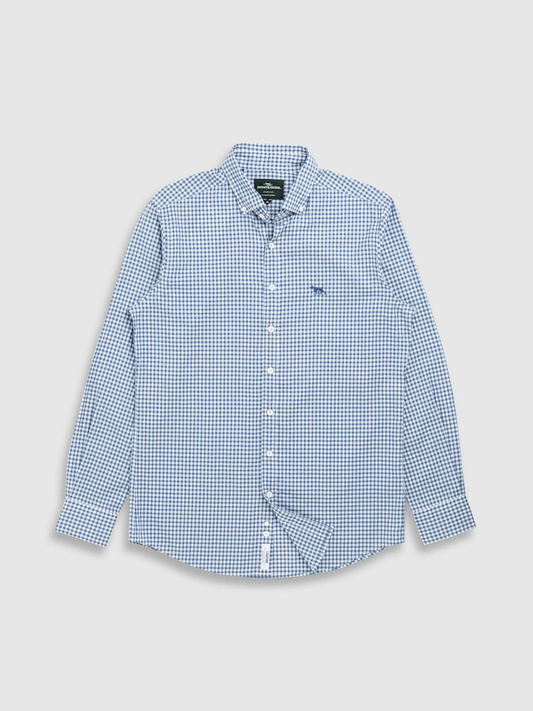 Rodd & Gunn Blue Gunn Check Oxford Slim Fit Shirt - Image 4 of 4