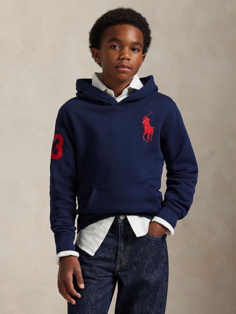 Polo Ralph Lauren Blue Varsity Logo Jersey Hoodie - Image 1 of 5