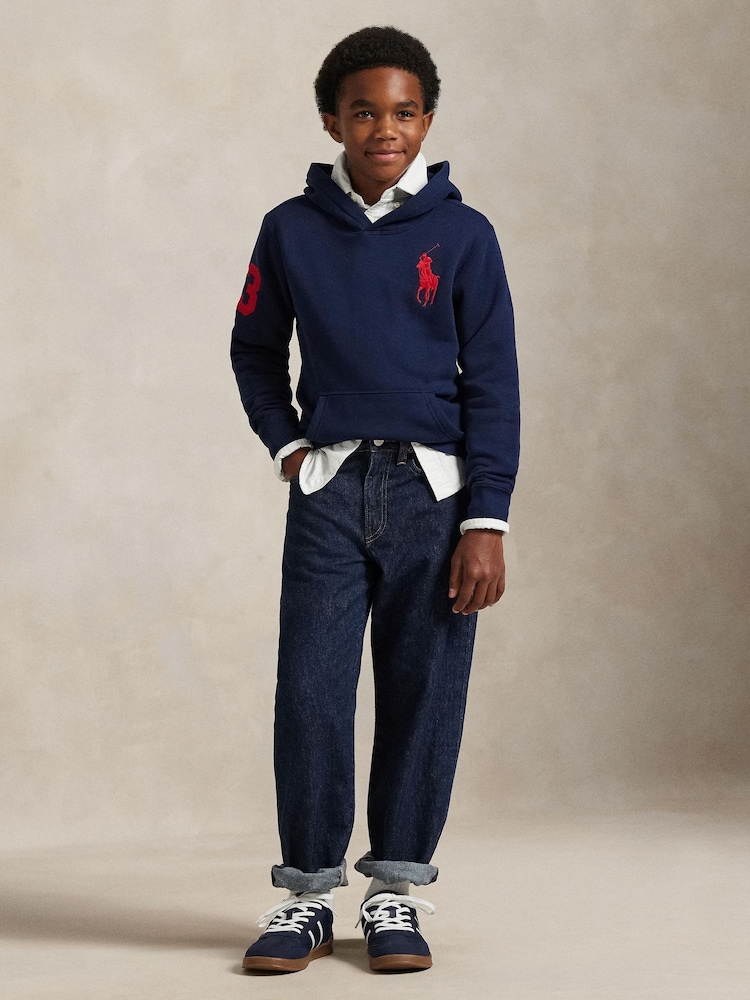 Polo Ralph Lauren Blue Varsity Logo Jersey Hoodie - Image 2 of 5