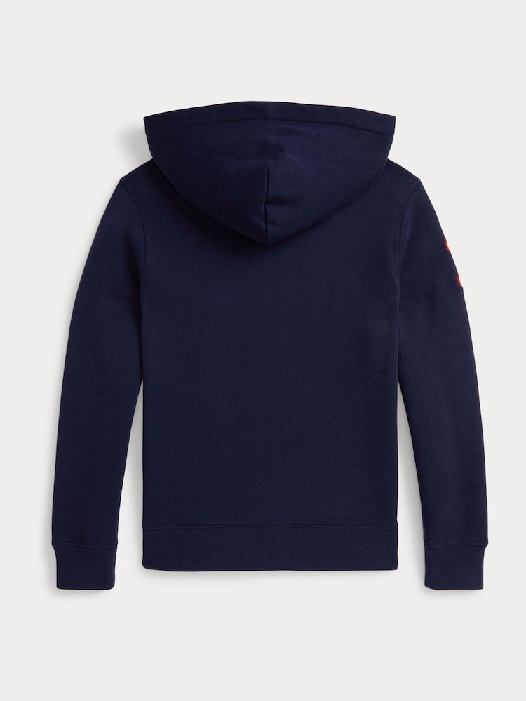 Polo Ralph Lauren Blue Varsity Logo Jersey Hoodie - Image 6 of 6 Polo Ralph Lauren Blue Varsity Logo Jersey Hoodie - Image 6 of 6