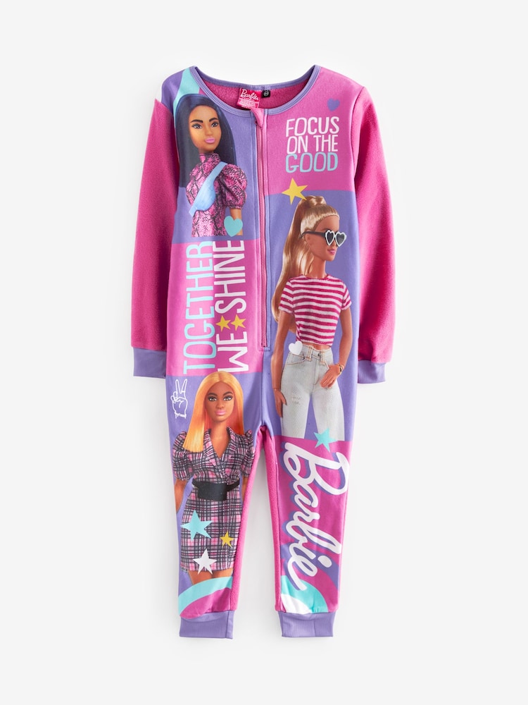 Vanilla Underground Pink Barbie Fleece Kids All-In-One - Image 2 of 5