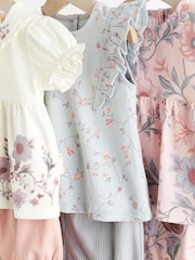 Pink/Weiß mit Blumenmuster - 3er-Pack für Babys bestehend aus T-Shirt und Shorts aus 100 % Baumwolle - Bild 3 von 8