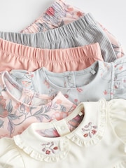 Pink/Weiß mit Blumenmuster - 3er-Pack für Babys bestehend aus T-Shirt und Shorts aus 100 % Baumwolle - Bild 4 von 8