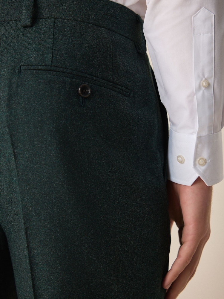 Green Slim Fit Wool Blend Donegal Suit Trousers - Image 3 of 9