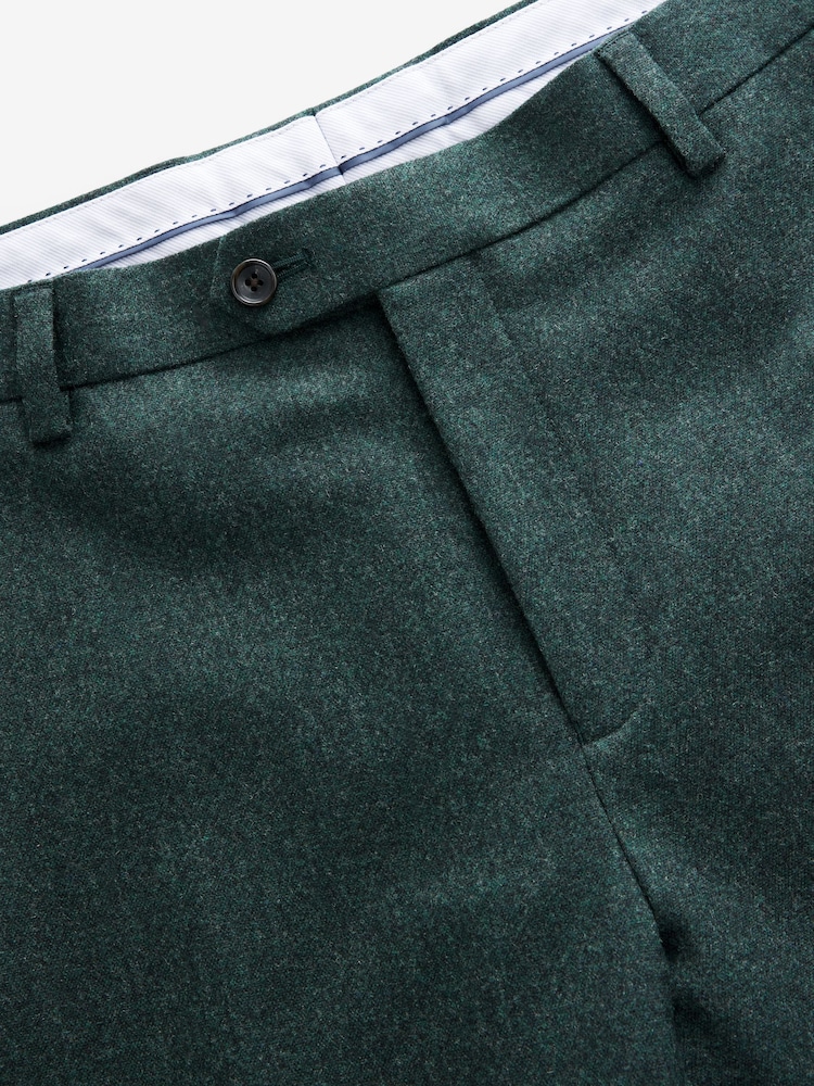 Green Slim Fit Wool Blend Donegal Suit Trousers - Image 7 of 9