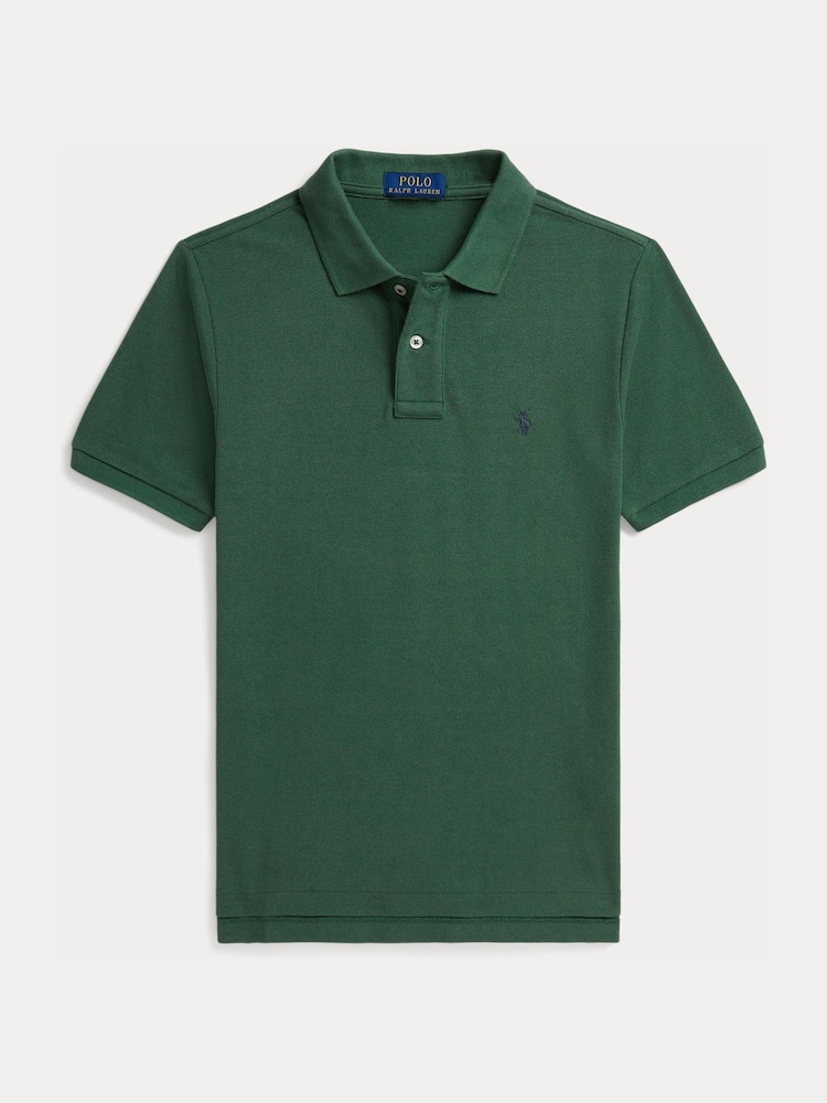 Polo Ralph Lauren Dark Green Cotton Pique Polo Shirt - Image 1 of 2 Polo Ralph Lauren Dark Green Cotton Pique Polo Shirt - Image 1 of 2