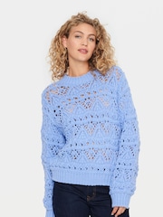 Saint Tropez Blue Charliza Lace Knit Pullover Jumper - Image 1 of 1