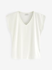 Kaffe White Lise V-Neck Short Sleeve T-Shirt - Image 4 of 4
