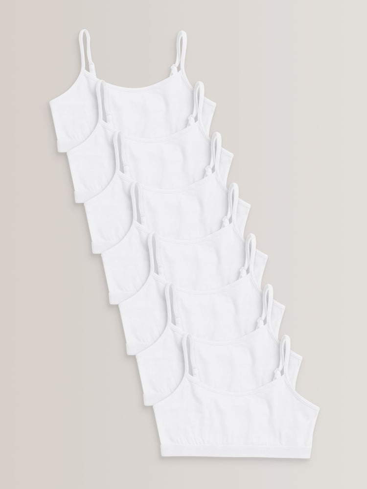 White 7 Pack Strappy Crop Tops (5-16yrs) - Image 1 of 3
