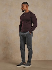 Tailored Athlete Red Muscle Fit Extra Fine Merino Wool Polo Shirt - Image 2 of 7