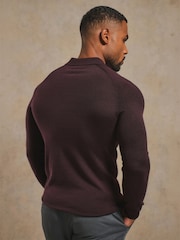 Tailored Athlete Red Muscle Fit Extra Fine Merino Wool Polo Shirt - Image 3 of 7