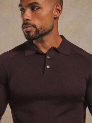 Tailored Athlete Red Muscle Fit Extra Fine Merino Wool Polo Shirt - Image 5 of 7