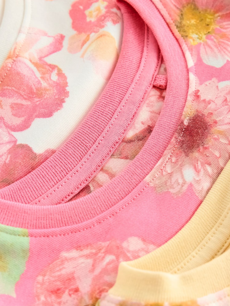 Rose/Jaune - 100Pyjama Fleuri Snuggle % coton 3 Lot (9mths-16yrs) - Image 11 of 12