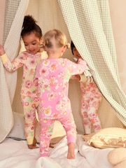 Rose/Jaune - 100Pyjama Fleuri Snuggle % coton 3 Lot (9mths-16yrs) - Image 3 de 12