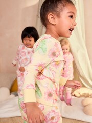 Rose/Jaune - 100Pyjama Fleuri Snuggle % coton 3 Lot (9mths-16yrs) - Image 4 de 12