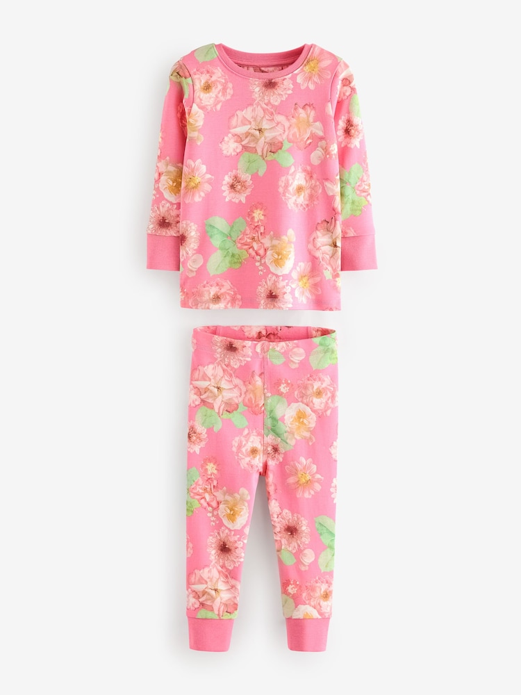 Rose/Jaune - 100Pyjama Fleuri Snuggle % coton 3 Lot (9mths-16yrs) - Image 7 of 12