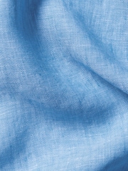 Charles Tyrwhitt Sky Blue Plain Pure Linen Long Sleeve Shirt - Image 4 of 4