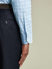 Charles Tyrwhitt Blue Cornflower Non-iron Performance Check Slim Fit Shirt - Image 2 of 8