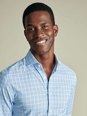 Charles Tyrwhitt Blue Cornflower Non-iron Performance Check Slim Fit Shirt - Image 4 of 8